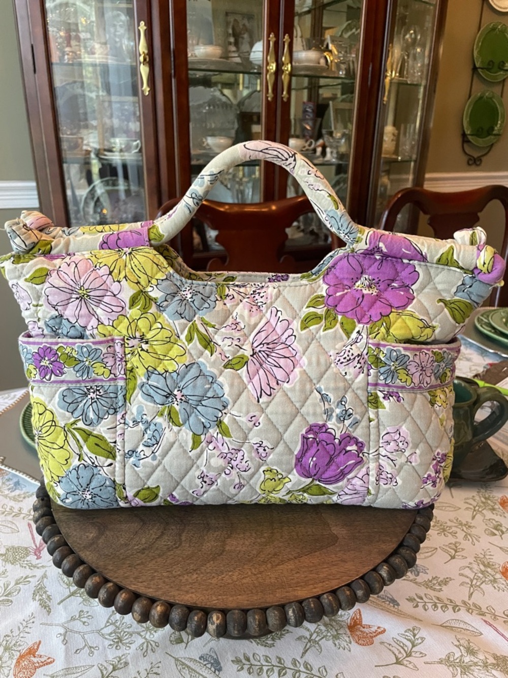 Vera Bradley Quilted Floral Watercolors Tote Bag in Purple, Pink & Green